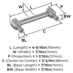 96mm Dupont Circle Cabinet Pull, Satin Nickel Alt 1 - Image