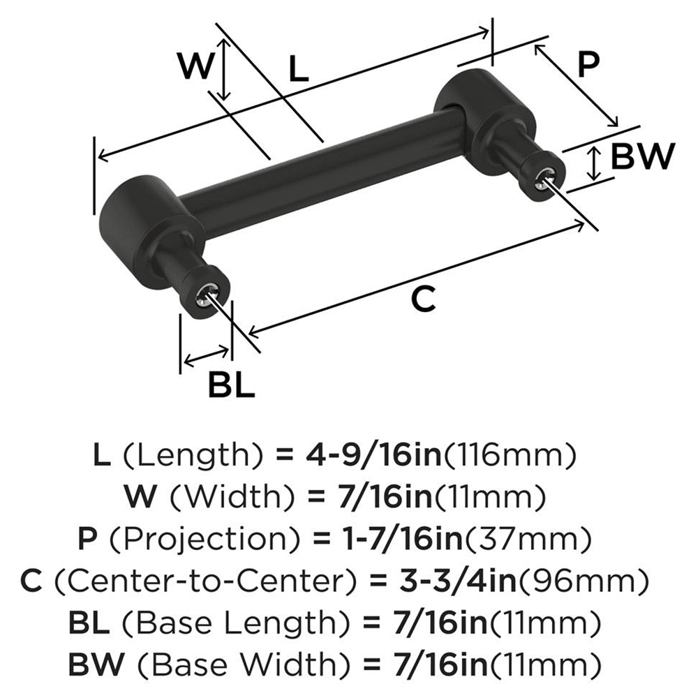 96mm Dupont Circle Cabinet Pull, Matte Black Alt 1 - Image