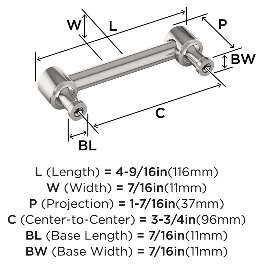 96mm Dupont Circle Cabinet Pull, Polished Nickel Alt 1 - Image
