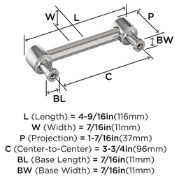 96mm Dupont Circle Cabinet Pull, Polished Nickel Alt 1 - Image