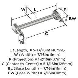 128mm Dupont Circle Cabinet Pull, Polished Chrome Alt 2 - Image