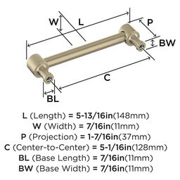 128mm Dupont Circle Cabinet Pull, Golden Champagne Alt 2 - Image