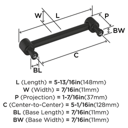 128mm Dupont Circle Cabinet Pull, Matte Black Alt 2 - Image