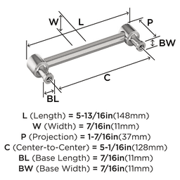 128mm Dupont Circle Cabinet Pull, Polished Nickel Alt 2 - Image
