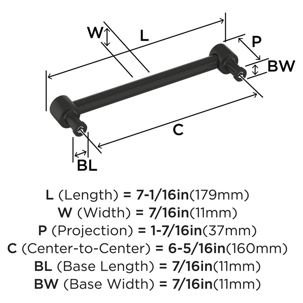160mm Dupont Circle Cabinet Pull, Matte Black Alt 1 - Image