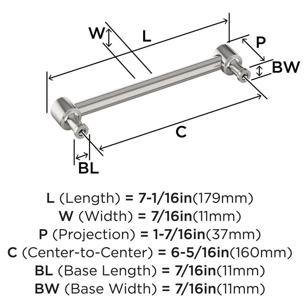 160mm Dupont Circle Cabinet Pull, Polished Nickel Alt 1 - Image
