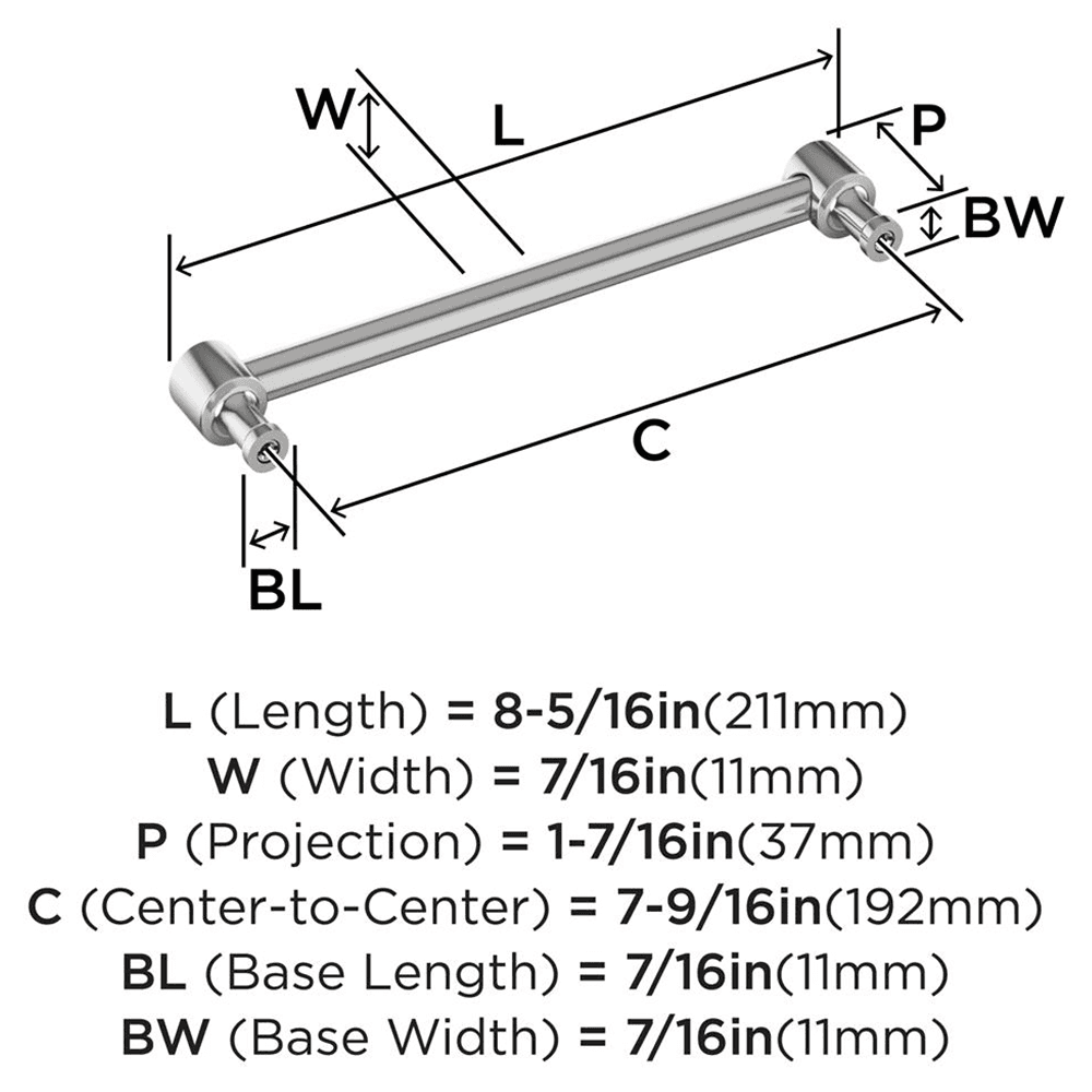 192mm Dupont Circle Cabinet Pull, Polished Chrome Alt 1 - Image
