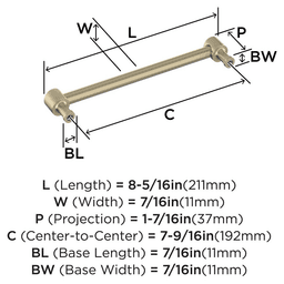 192mm Dupont Circle Cabinet Pull, Golden Champagne Alt 1 - Image