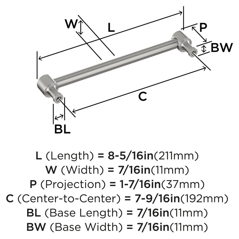 192mm Dupont Circle Cabinet Pull, Satin Nickel Alt 1 - Image
