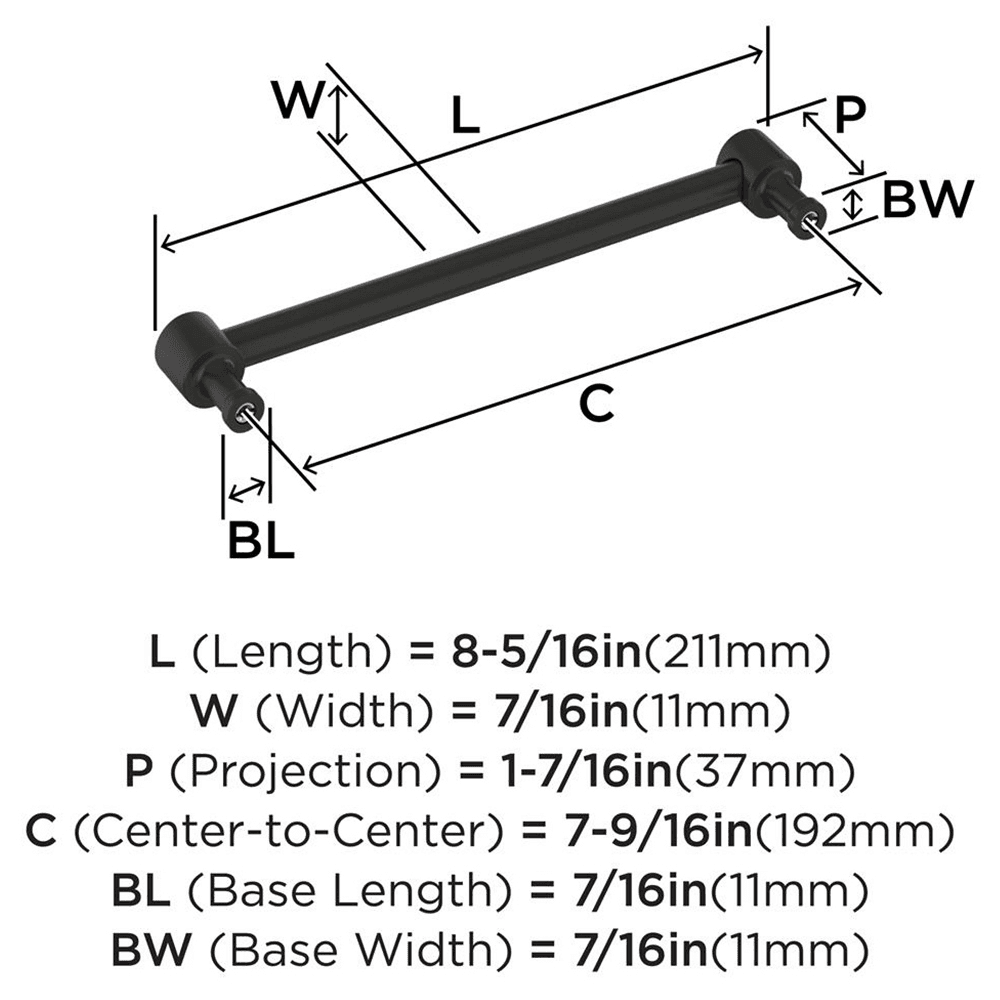192mm Dupont Circle Cabinet Pull, Matte Black Alt 1 - Image