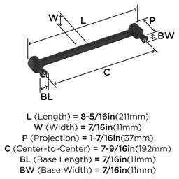 192mm Dupont Circle Cabinet Pull, Matte Black Alt 1 - Image