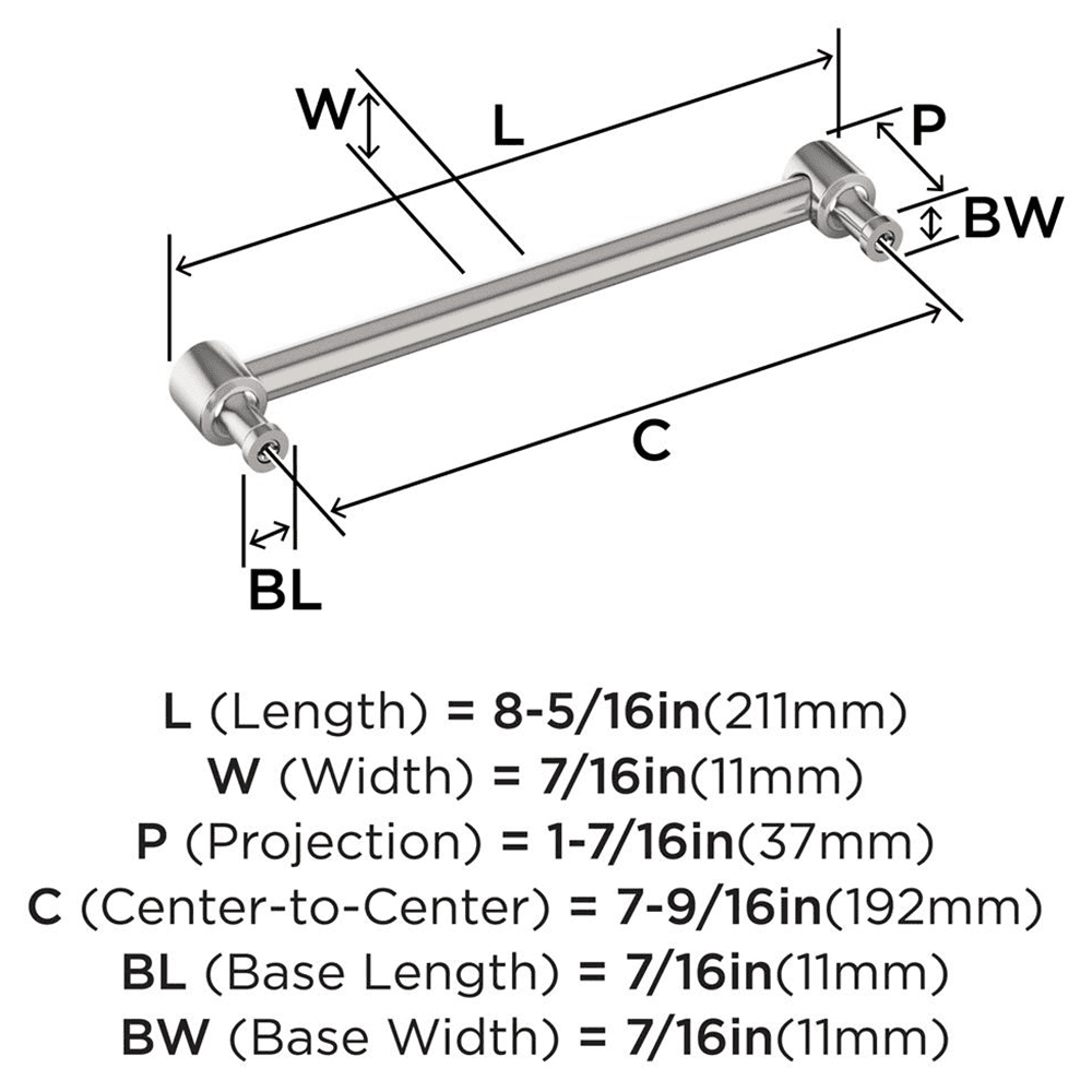 192mm Dupont Circle Cabinet Pull, Polished Nickel Alt 1 - Image