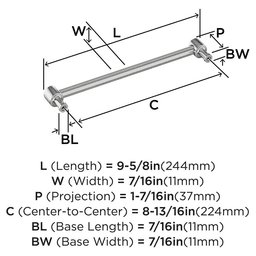 224mm Dupont Circle Cabinet Pull, Polished Chrome Alt 1 - Image
