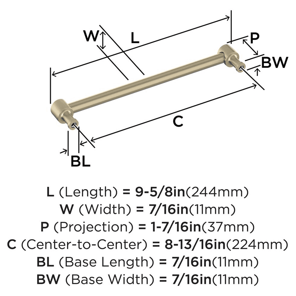 224mm Dupont Circle Cabinet Pull, Golden Champagne Alt 1 - Image