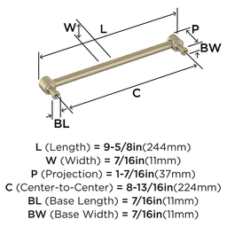 224mm Dupont Circle Cabinet Pull, Golden Champagne Alt 1 - Image