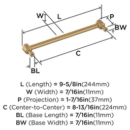 224mm Dupont Circle Cabinet Pull, Champagne Bronze Alt 1 - Image
