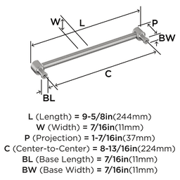 224mm Dupont Circle Cabinet Pull, Satin Nickel Alt 1 - Image