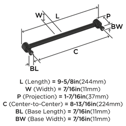 224mm Dupont Circle Cabinet Pull, Matte Black Alt 1 - Image