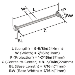 224mm Dupont Circle Cabinet Pull, Polished Nickel Alt 1 - Image