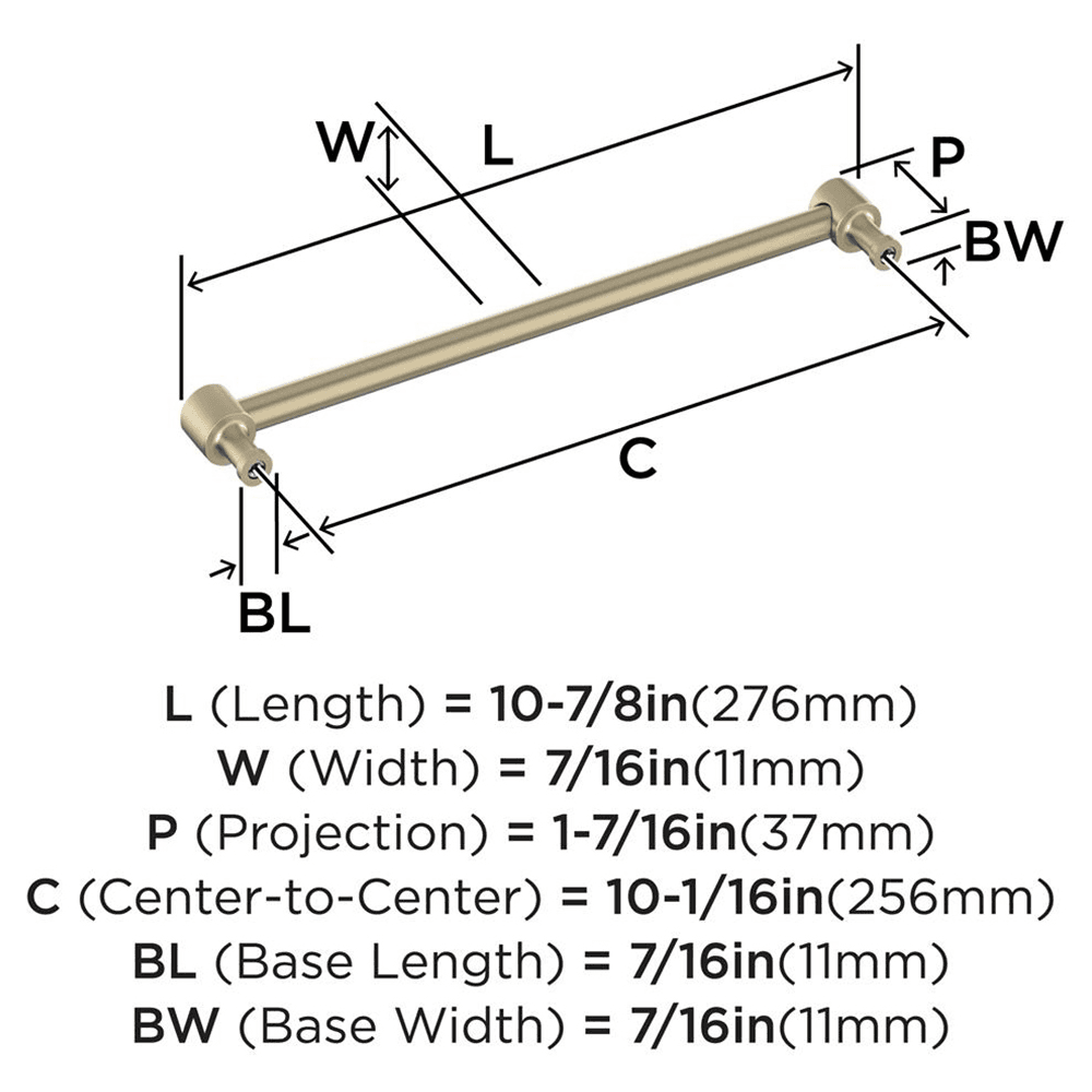 256mm Dupont Circle Cabinet Pull, Golden Champagne Alt 1 - Image