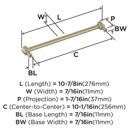 256mm Dupont Circle Cabinet Pull, Golden Champagne Alt 1 - Image