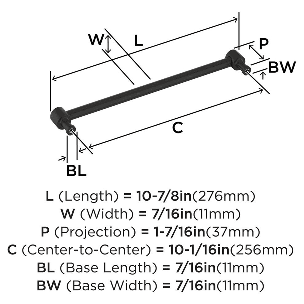 256mm Dupont Circle Cabinet Pull, Matte Black Alt 1 - Image