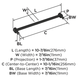 256mm Dupont Circle Cabinet Pull, Matte Black Alt 1 - Image