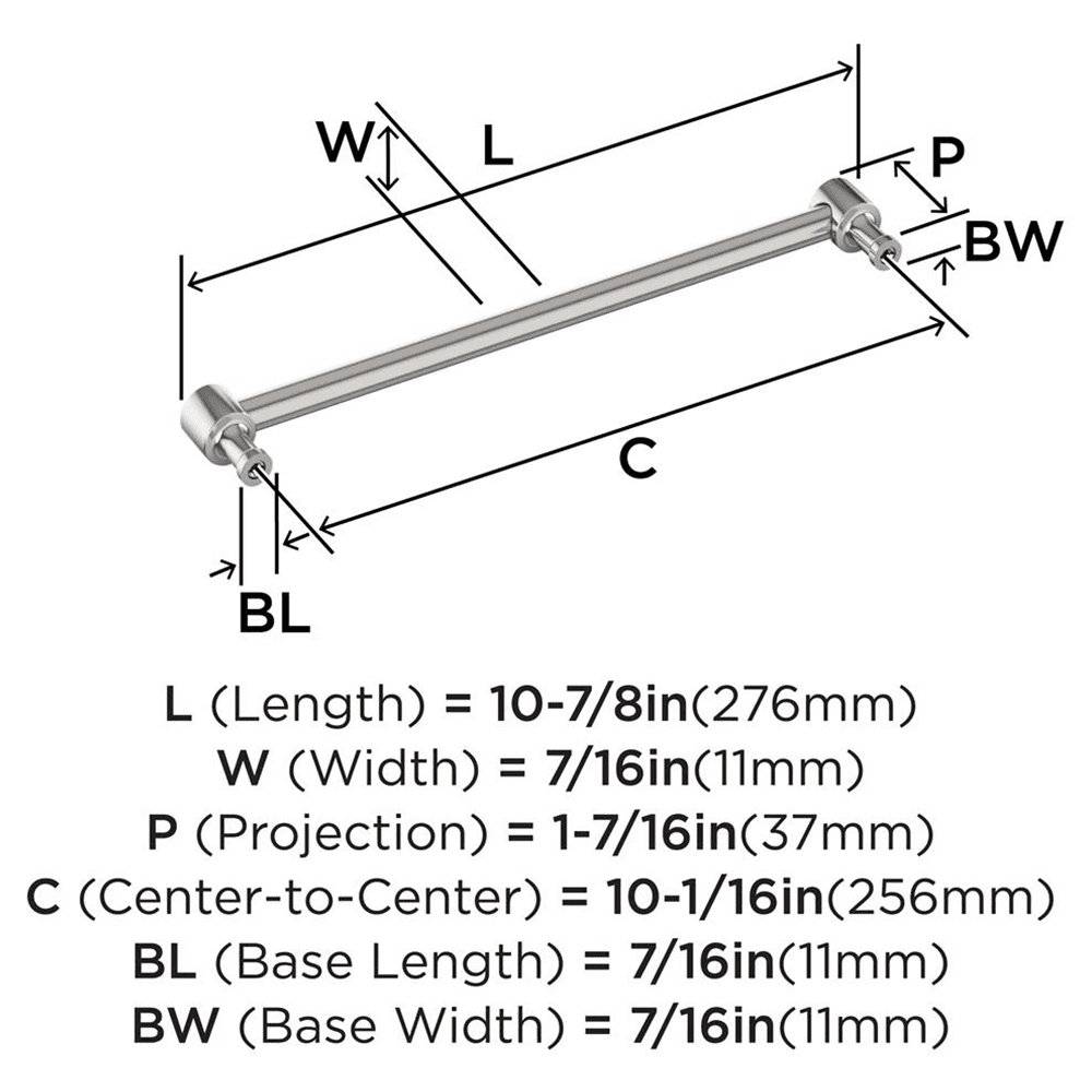 256mm Dupont Circle Cabinet Pull, Polished Nickel Alt 1 - Image