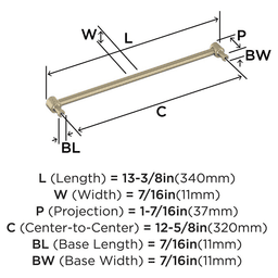 320mm Dupont Circle Cabinet Pull, Golden Champagne Alt 1 - Image