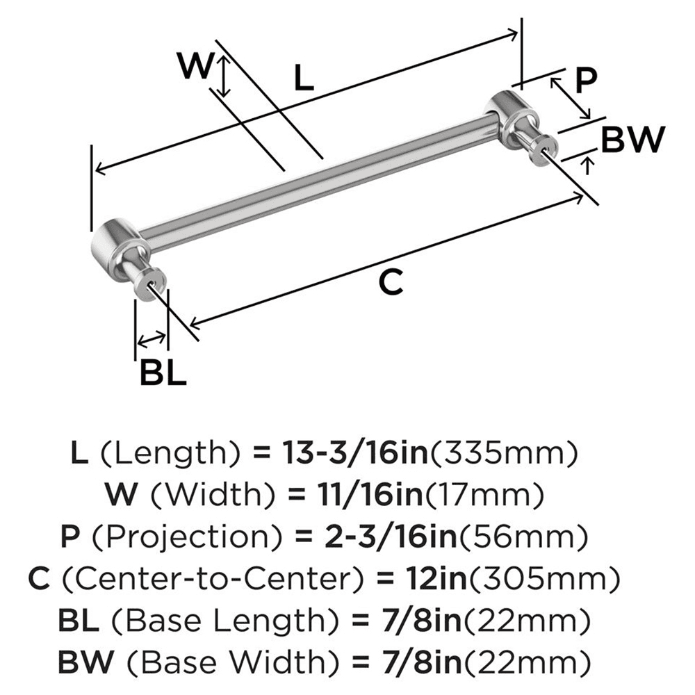 305mm Dupont Circle Appliance Pull, Polished Chrome Alt 1 - Image