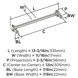 305mm Dupont Circle Appliance Pull, Polished Chrome Alt 1 - Image