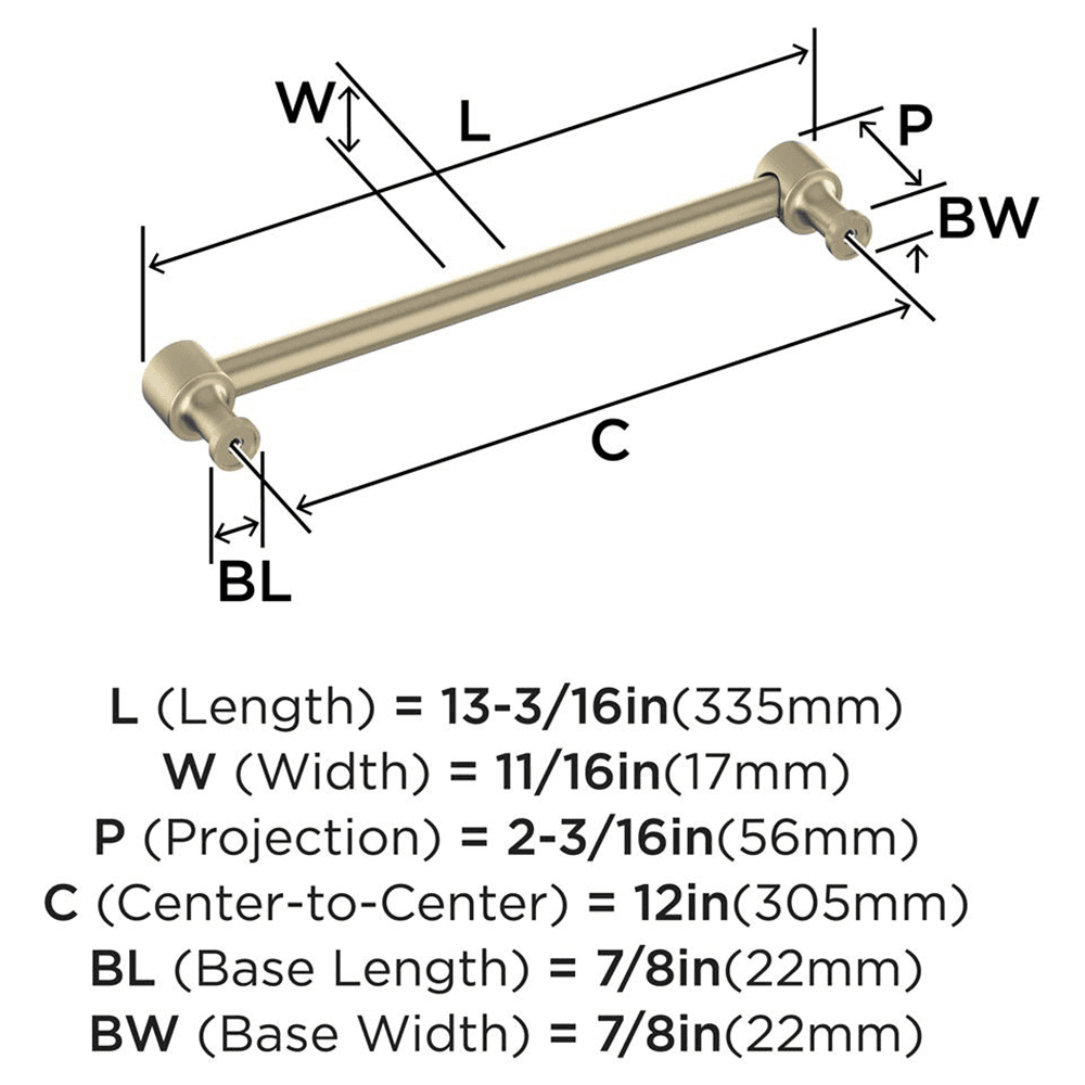 305mm Dupont Circle Appliance Pull, Golden Champagne Alt 1 - Image