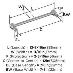 305mm Dupont Circle Appliance Pull, Satin Nickel Alt 1 - Image