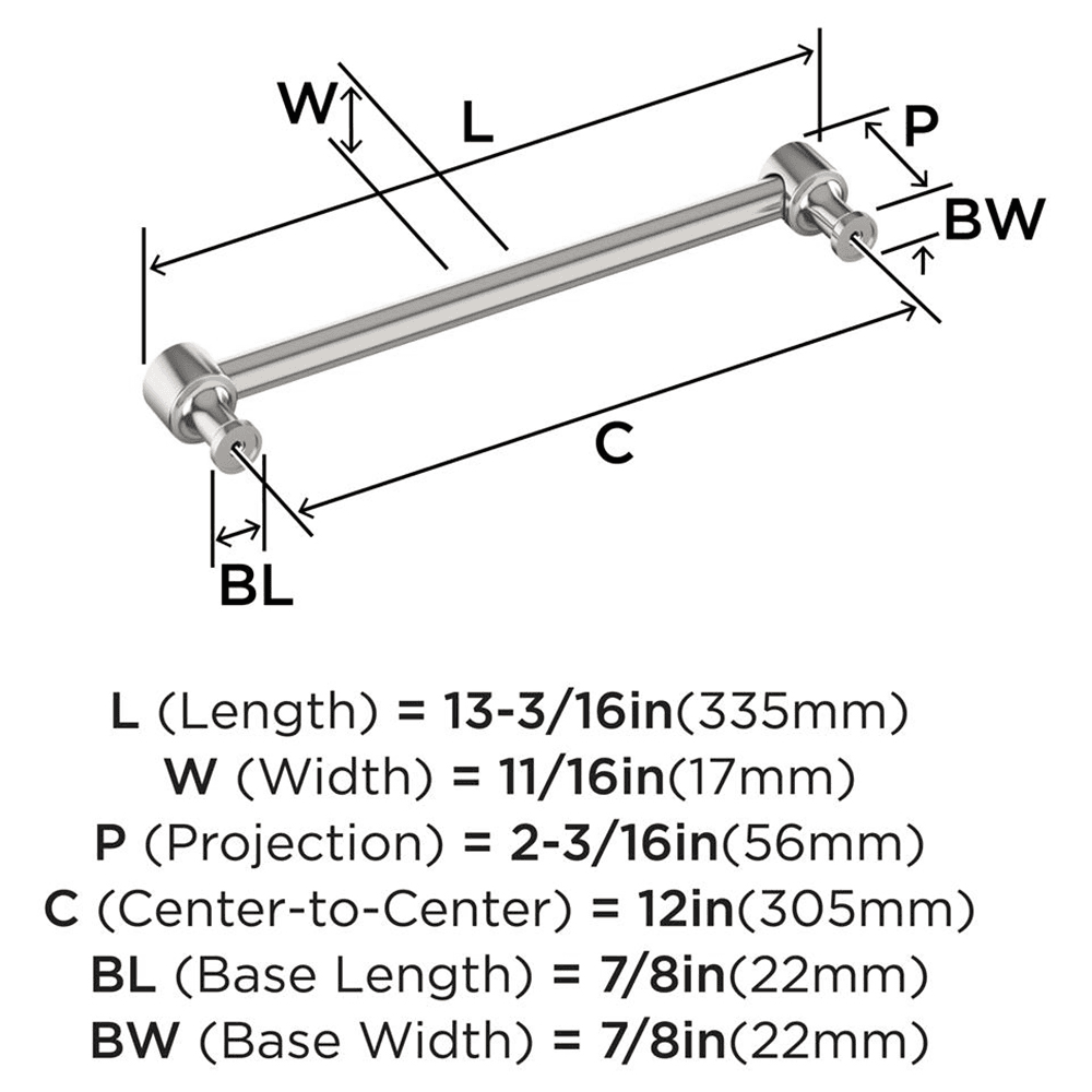305mm Dupont Circle Appliance Pull, Polished Nickel Alt 1 - Image