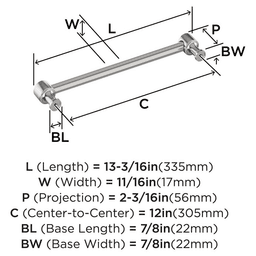 305mm Dupont Circle Appliance Pull, Polished Nickel Alt 1 - Image