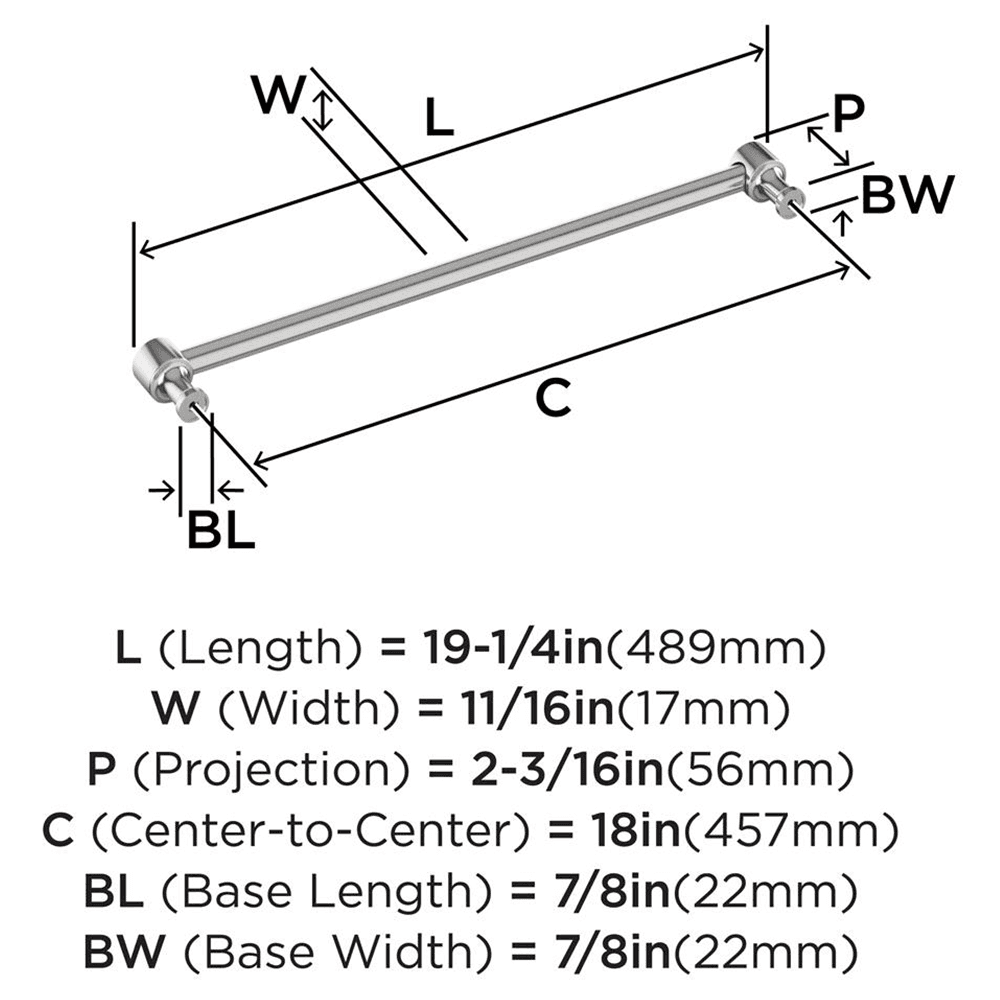 457mm Dupont Circle Appliance Pull, Polished Chrome Alt 1 - Image