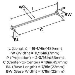 457mm Dupont Circle Appliance Pull, Polished Chrome Alt 1 - Image