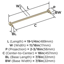 457mm Dupont Circle Appliance Pull, Golden Champagne Alt 1 - Image