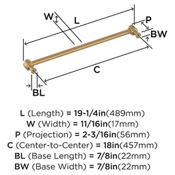 457mm Dupont Circle Appliance Pull, Champagne Bronze Alt 1 - Image