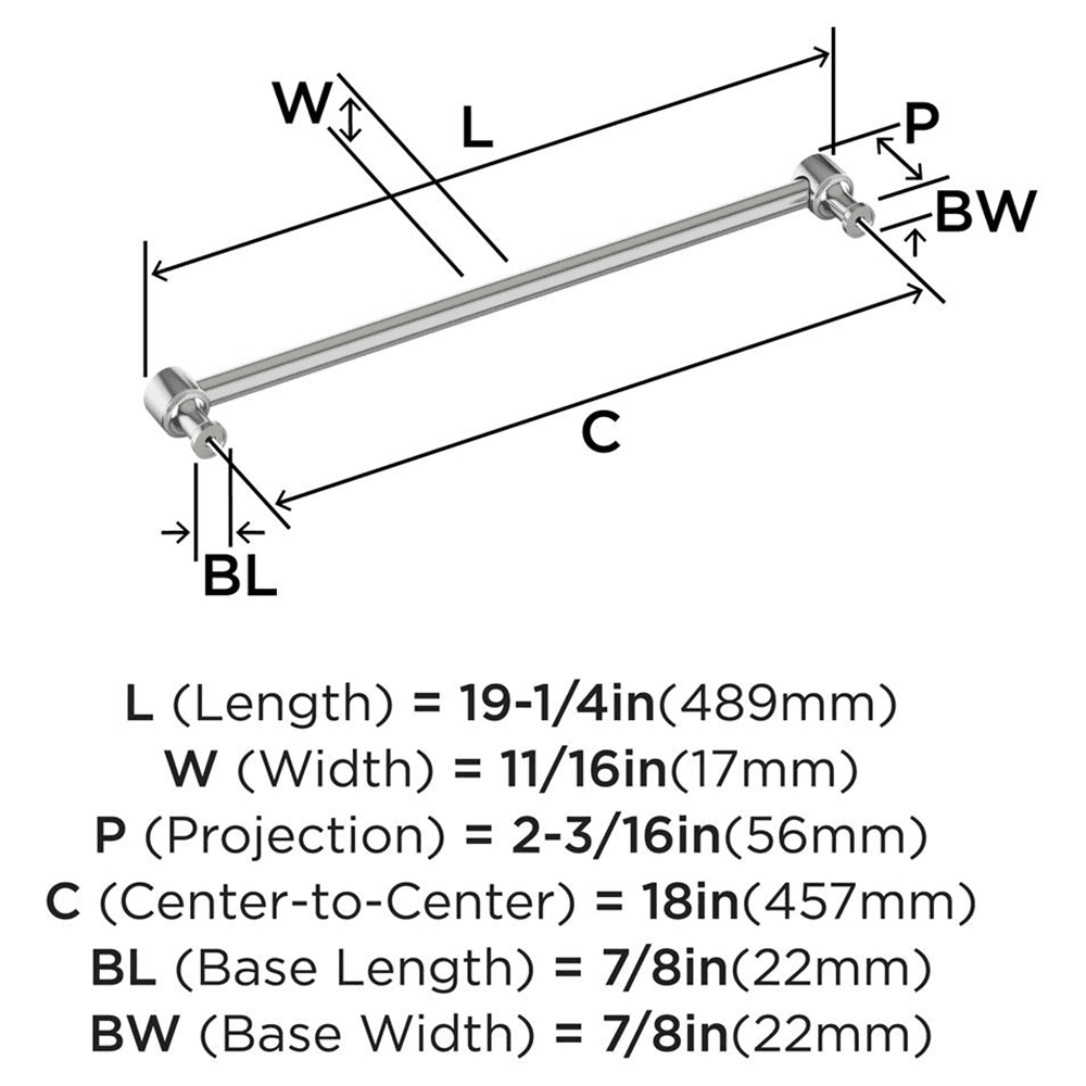 457mm Dupont Circle Appliance Pull, Polished Nickel Alt 1 - Image
