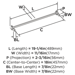 457mm Dupont Circle Appliance Pull, Polished Nickel Alt 1 - Image