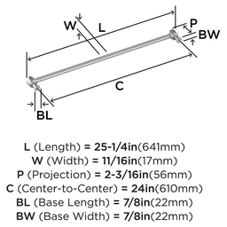 610mm Dupont Circle Appliance Pull, Polished Chrome Alt 1 - Image