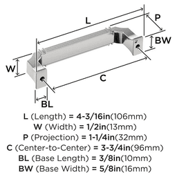 96mm Townsend Cabinet Pull, Polished Chrome Alt 1 - Image