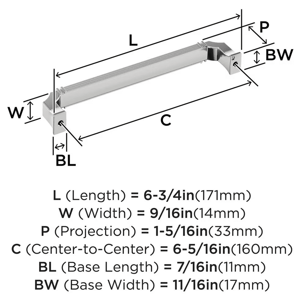 160mm Townsend Cabinet Pull, Polished Chrome Alt 1 - Image