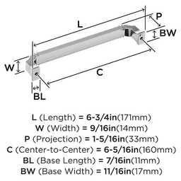 160mm Townsend Cabinet Pull, Polished Nickel Alt 1 - Image