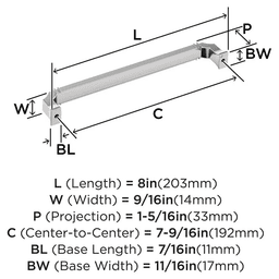 192mm Townsend Cabinet Pull, Satin Nickel Alt 1 - Image