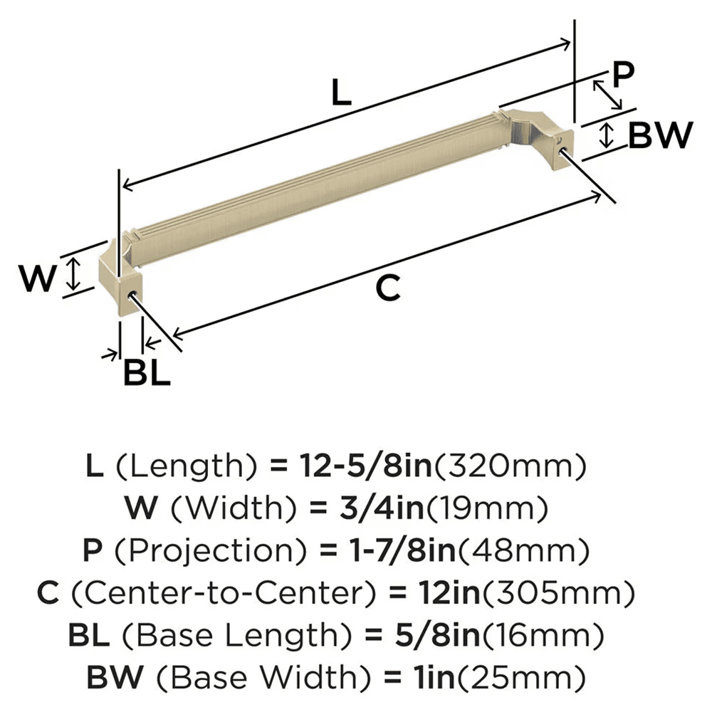 305mm Townsend Appliance Pull, Golden Champagne Alt 1 - Image