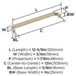 305mm Townsend Appliance Pull, Golden Champagne Alt 1 - Image