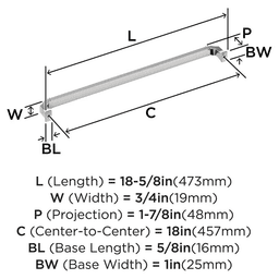 457mm Townsend Appliance Pull, Polished Chrome Alt 1 - Image