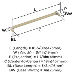 457mm Townsend Appliance Pull, Golden Champagne Alt 1 - Image